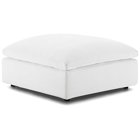 Down filled overstuffed ottoman in white