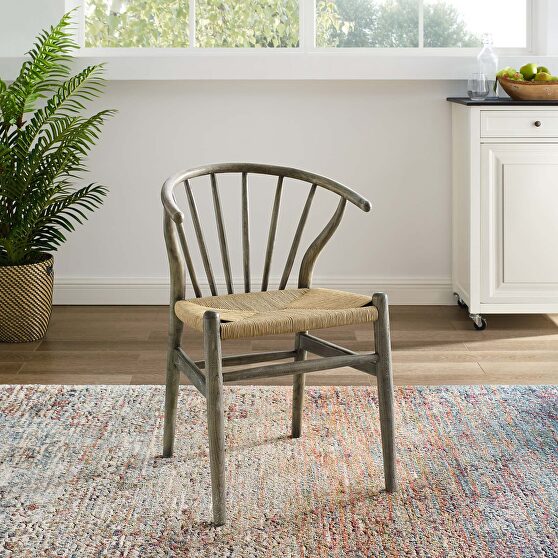Spindle wood dining side chair in gray