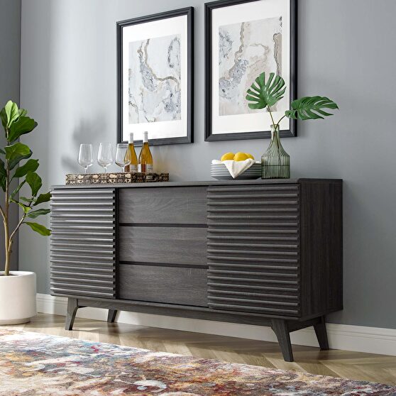 Mid-century modern design charcoal finish buffet