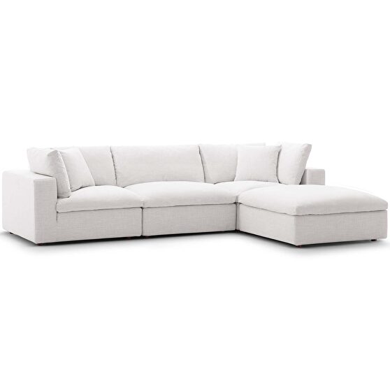 Down filled overstuffed 4 piece sectional sofa set in beige