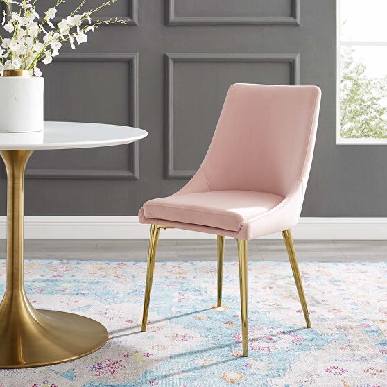 Modern accent performance velvet dining chair in pink