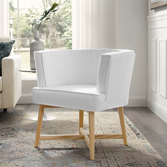 Upholstered fabric accent chair in white