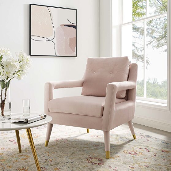 Accent lounge performance velvet armchair in pink