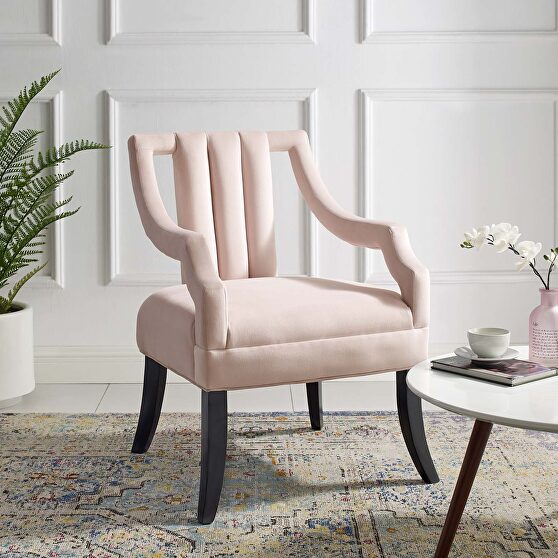 Performance velvet accent chair in pink