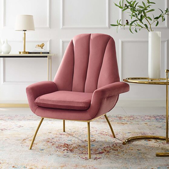 Accent performance velvet armchair in dusty rose