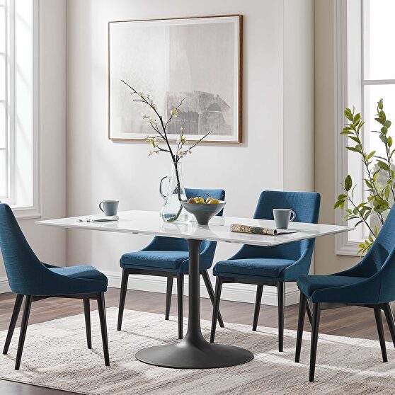 Rectangle wood dining table in black white