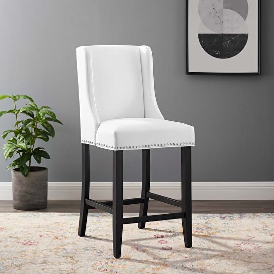 Faux leather counter stool in white
