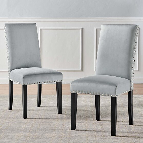 Performance velvet dining side chairs - set of 2 in light gray