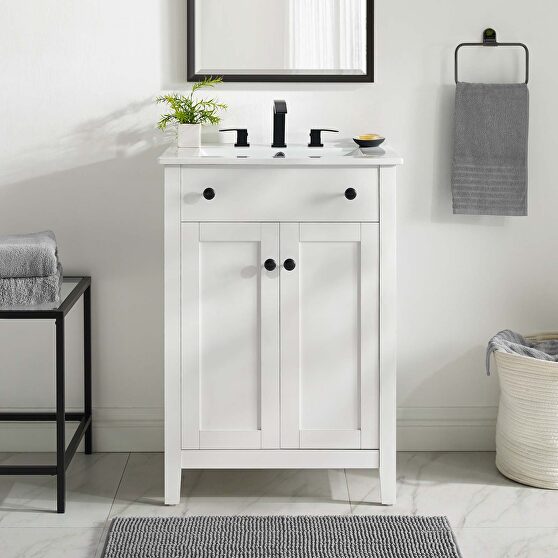 Bathroom vanity cabinet (sink basin not included) in white