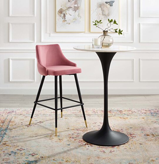 Performance velvet bar stool in dusty rose