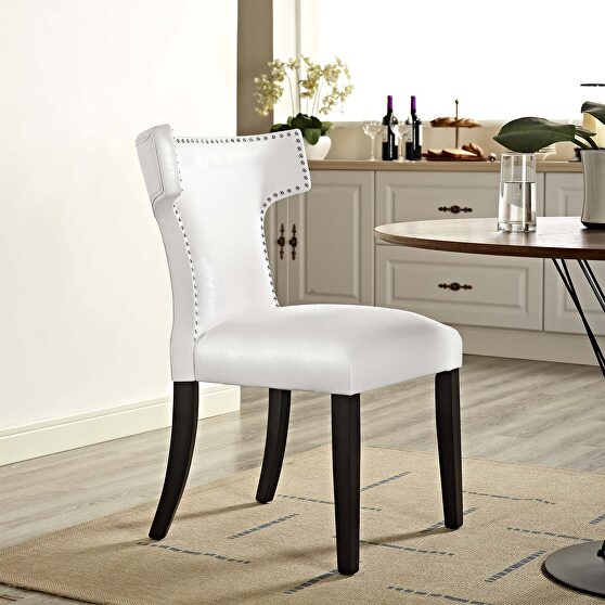 Vinyl dining chair in white