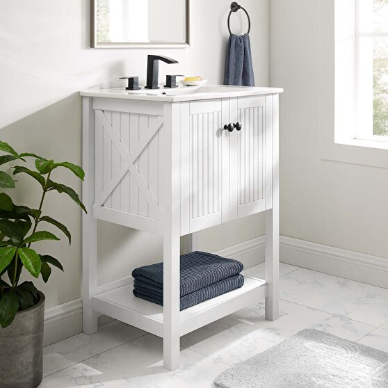 Bathroom vanity cabinet (sink basin not included) in white