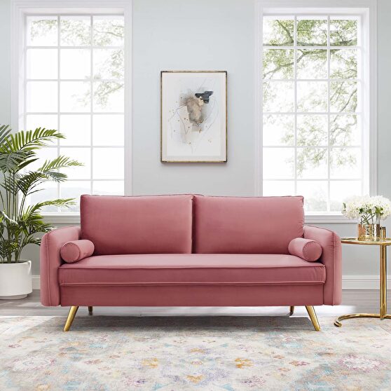 Performance velvet sofa in dusty rose