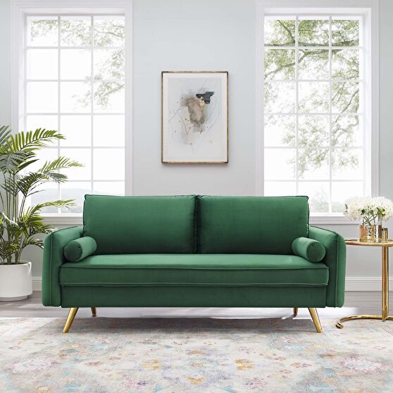 Performance velvet sofa in emerald