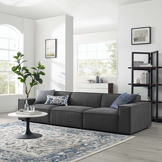 Piece sectional sofa in charcoal