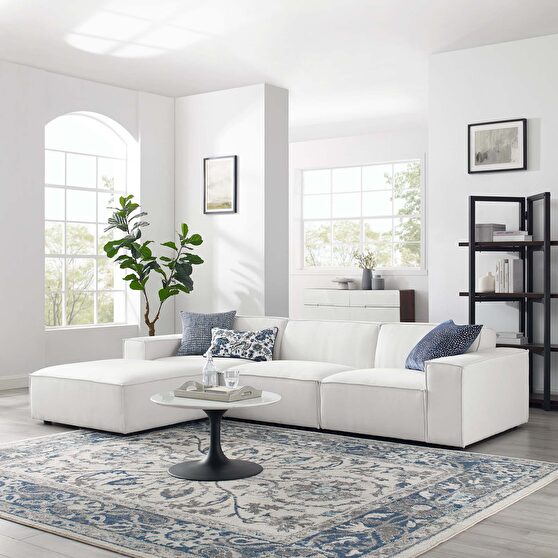 Modular low-profile white fabric 4pcs sectional sofa