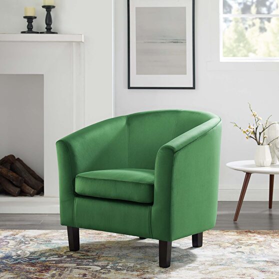 Performance velvet armchair in emerald