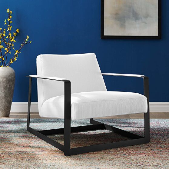 Upholstered accent chair in black white