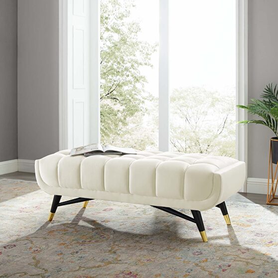47.5 performance velvet bench in ivory