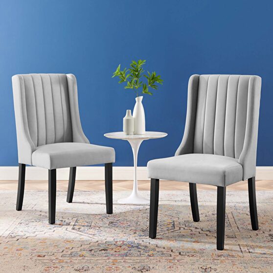 Parsons performance velvet dining side chairs - set of 2 in light gray