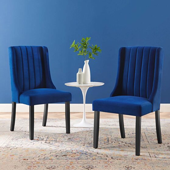 Parsons performance velvet dining side chairs - set of 2 in navy