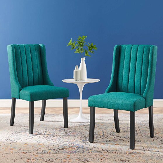 Parsons fabric dining side chairs - set of 2 in teal