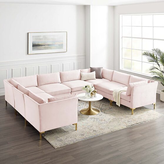 8-piece performance velvet sectional sofa in pink