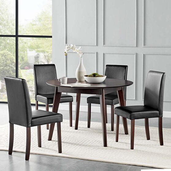 5 piece faux leather dining set in cappuccino black