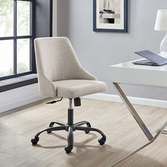 Swivel upholstered office chair in black beige