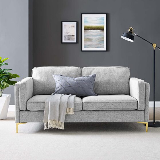 Light gray soft polyester fabric sofa