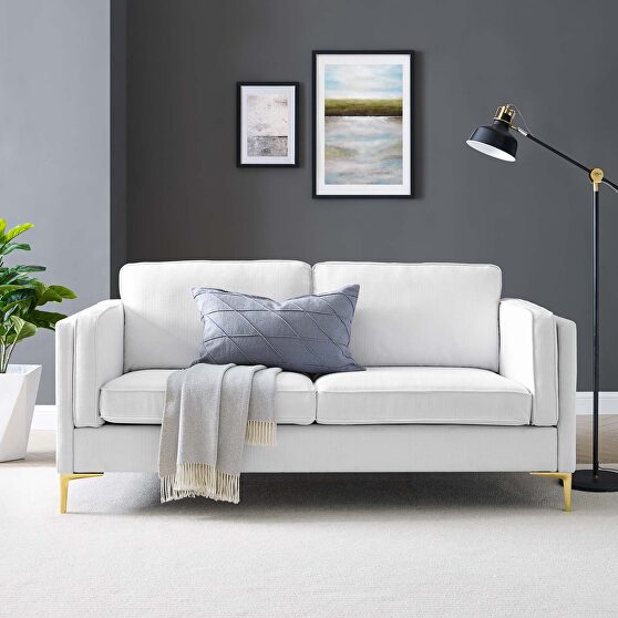 White soft polyester fabric sofa