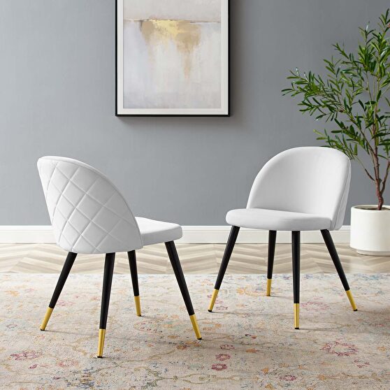 Performance velvet dining chairs - set of 2 in white