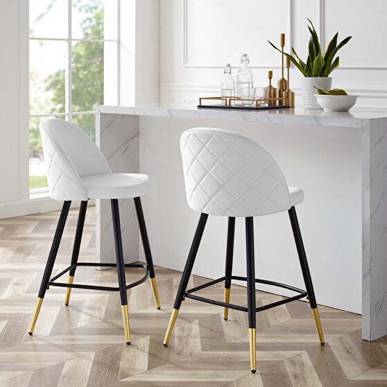 Performance velvet counter stools - set of 2 in white