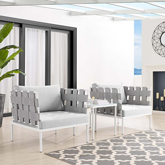 3-piece sunbrellaÂ® outdoor patio aluminum seating set in gray