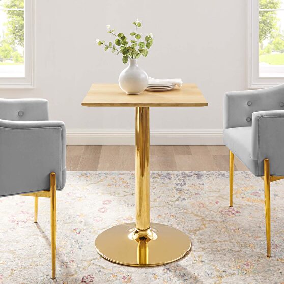 Square dining table in gold natural