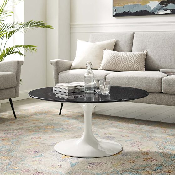 Artificial marble coffee table in white black