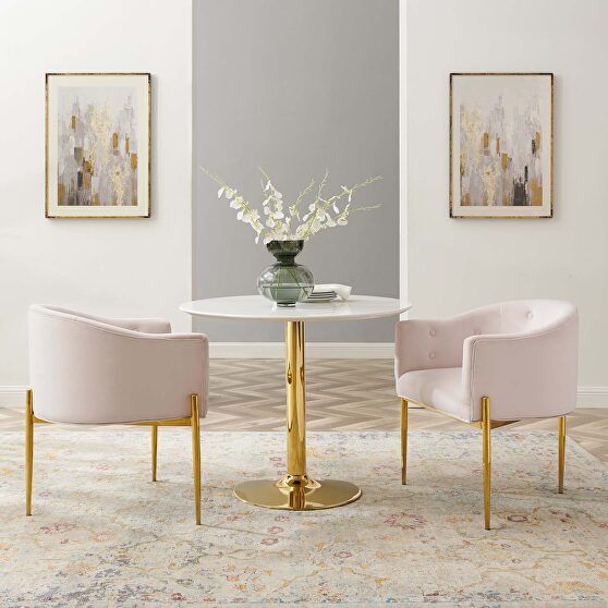 Pink finish tufted performance velvet accent chairs/ set of 2
