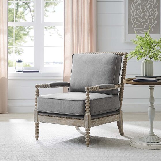 Fabric upholstery armchair in natual/ light gray