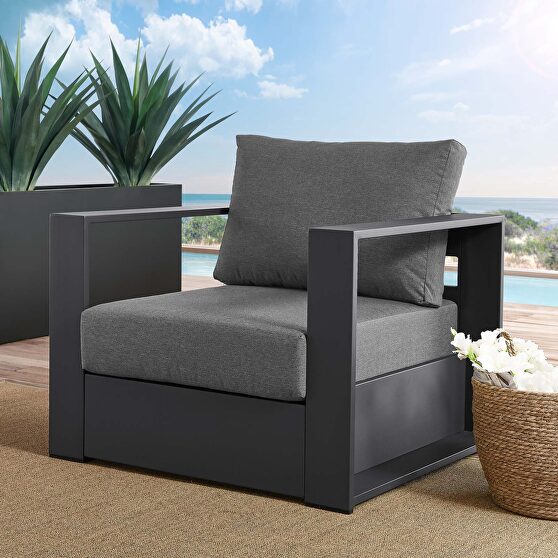 Gray/ charcoal finish outdoor patio powder-coated aluminum chair