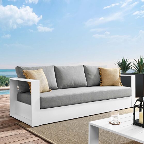 White/ gray finish outdoor patio powder-coated aluminum sofa