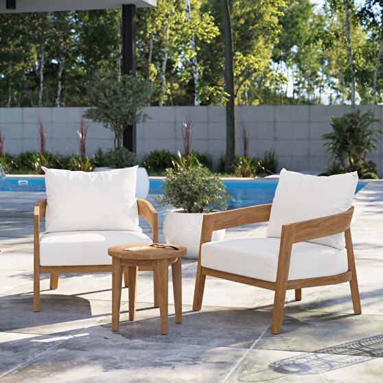 Natural/ white finish 3-piece teak wood outdoor patio outdoor patio set