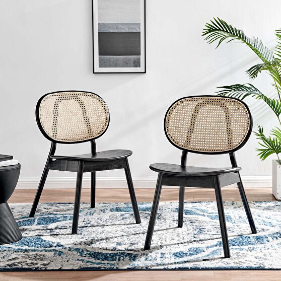 Wood dining side chair in black/ set of 2