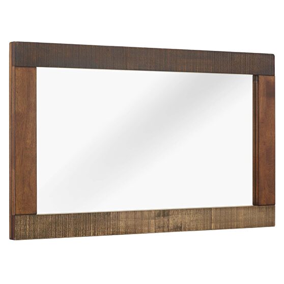 Rustic wood frame mirror in walnut