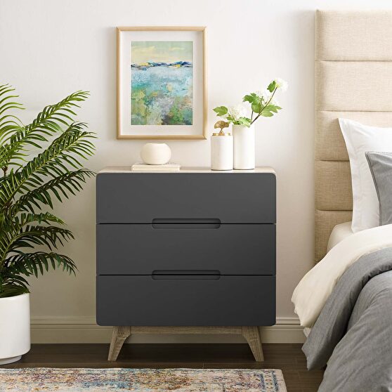 Three-drawer chest or stand in natural gray