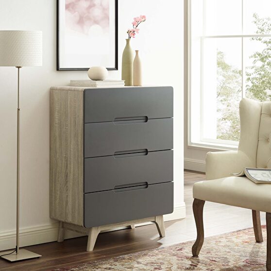 Four-drawer chest or stand in natural gray