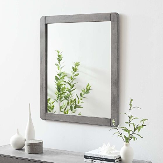 Wood mirror in gray