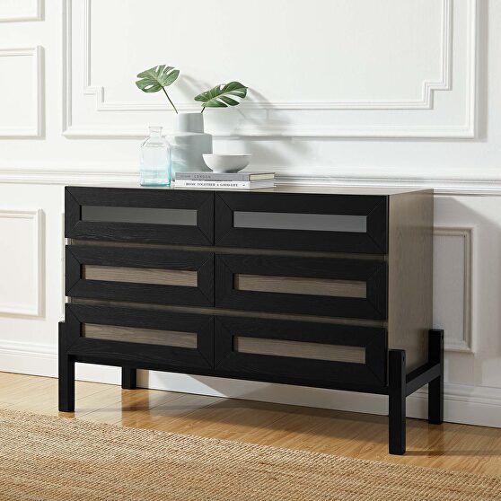 Oak finish contemporary modern style dresser