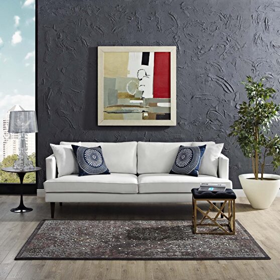 Dark brown and silver blue ornate turkish vintage area rug