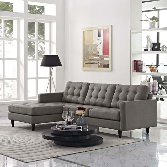 Granite upholstered fabric retro-style sectional sofa
