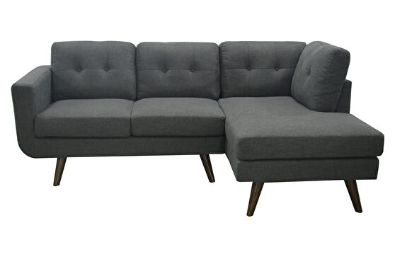 Movable headrests dark gray fabric right-facing sectional sofa